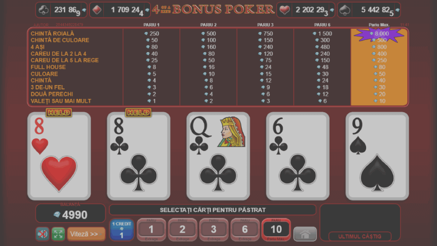 4 of a kind bonus poker