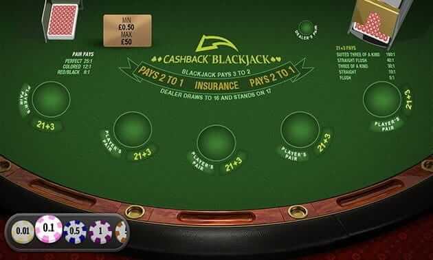Cashback blackjack